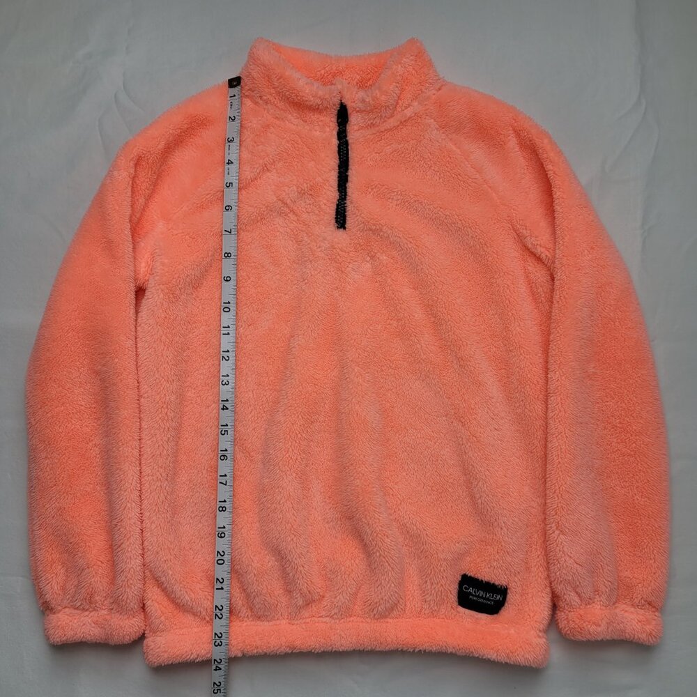 Calvin Klein Girls Performance Sherpa Quarter Zip Pullover Bright Coral Large - Picture 7 of 10